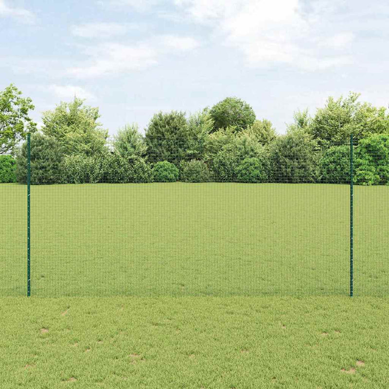 Afbeelding laden in galerijviewer, Vidaxl hek met paal groen 1,5 x 25 m staal

