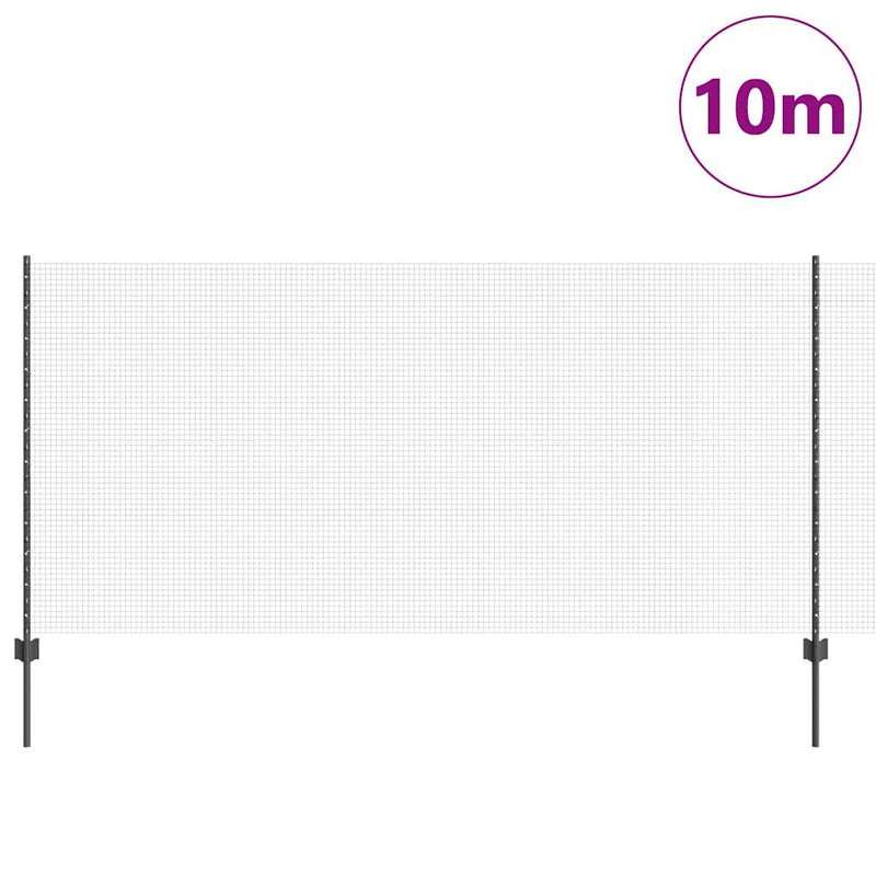 ギャラリービューアに画像をロードする, Vidaxl hek met paal grijs 1,2 x 10 m staal en pvc
