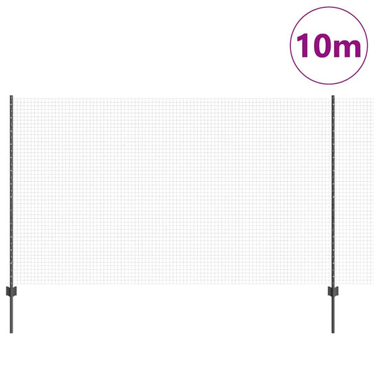 Vidaxl hek met paal grijs 1,4 x 10 m staal en pvc