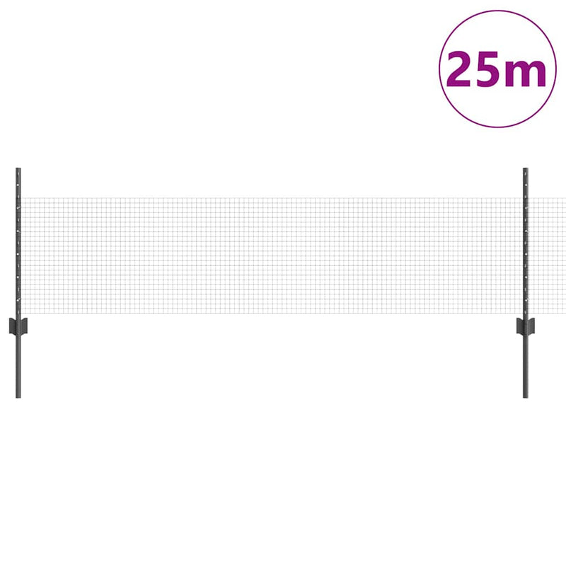Chargez l'image dans la visionneuse de la galerie, Vidaxl hek met paal grijs 0,5 x 25 m staal
