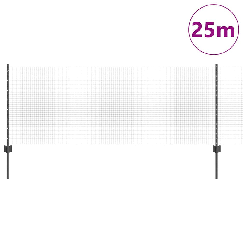 ギャラリービューアに画像をロードする, Vidaxl hek met paal grijs 0,8 x 25 m staal en pvc
