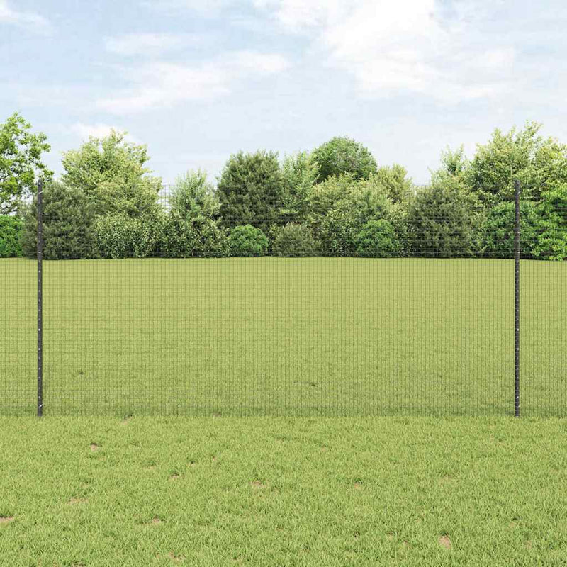 ギャラリービューアに画像をロードする, Vidaxl hek met paal grijs 1,2 x 25 m staal en pvc
