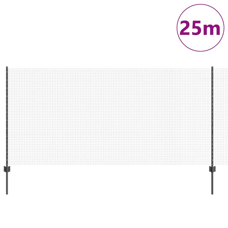 ギャラリービューアに画像をロードする, Vidaxl hek met paal grijs 1,2 x 25 m staal en pvc
