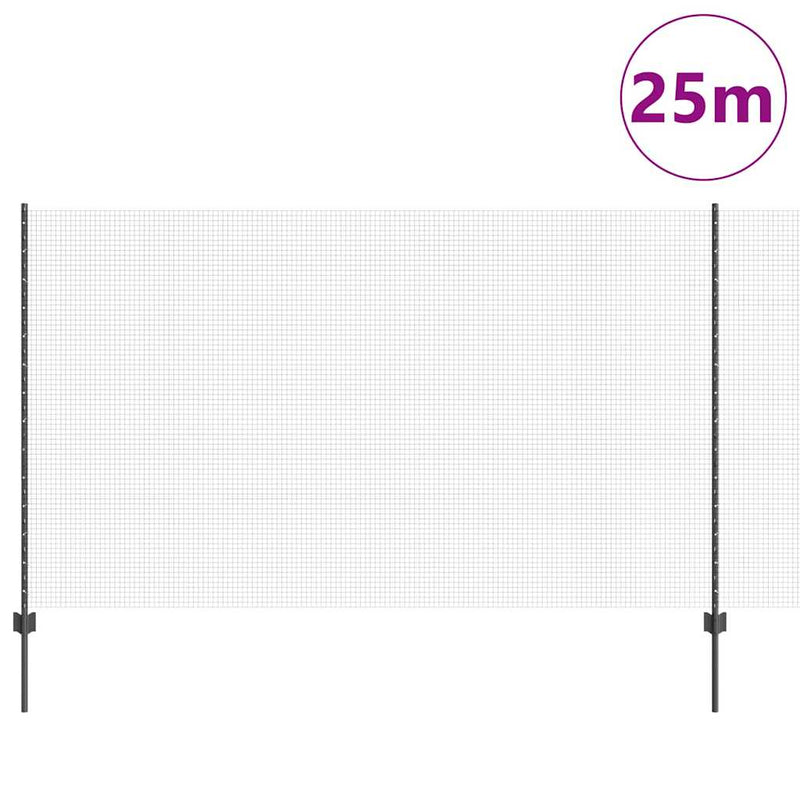 Chargez l'image dans la visionneuse de la galerie, Vidaxl hek met paal grijs 1,4 x 25 m staal en pvc

