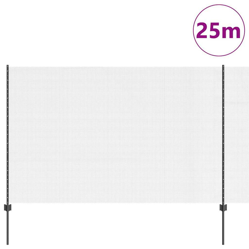Chargez l'image dans la visionneuse de la galerie, Vidaxl hek met paal grijs 1,5 x 25 m staal
