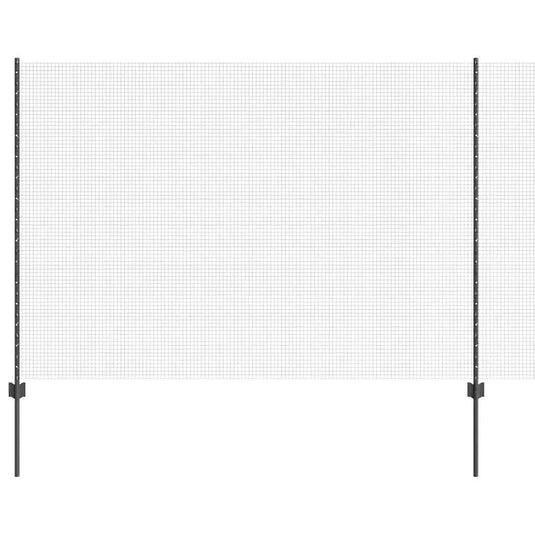 Vidaxl hek met paal grijs 1,6 x 25 m staal en pvc