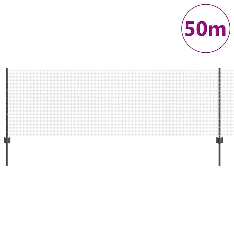 ギャラリービューアに画像をロードする, Vidaxl hek met paal grijs 0,8 x 50 m staal en pvc
