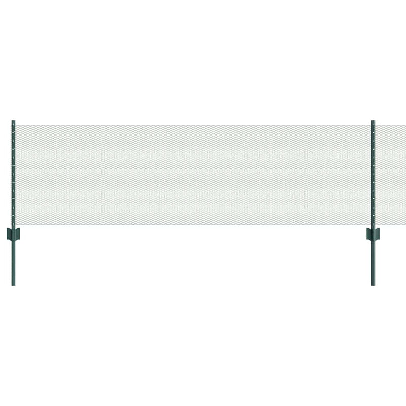 Afbeelding laden in galerijviewer, Vidaxl hek met paal groen 0,6 x 10 m staal en pvc

