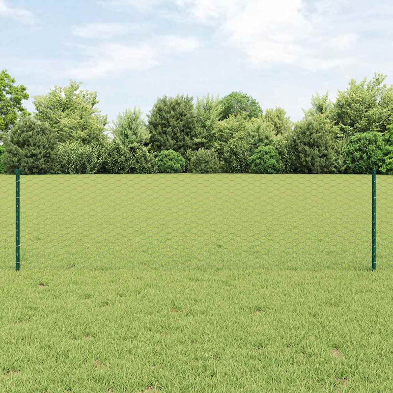 Afbeelding laden in galerijviewer, Vidaxl hek met paal groen 0,6 x 10 m staal en pvc
