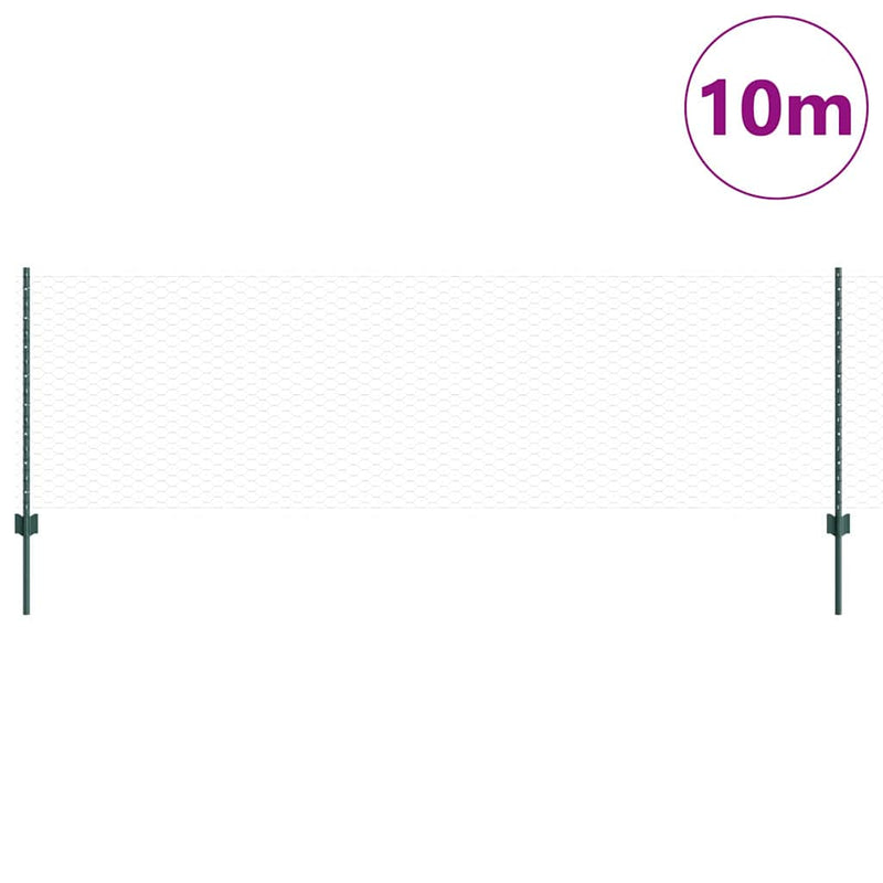 Chargez l'image dans la visionneuse de la galerie, Vidaxl hek met paal groen 0,8 x 10 m staal en pvc

