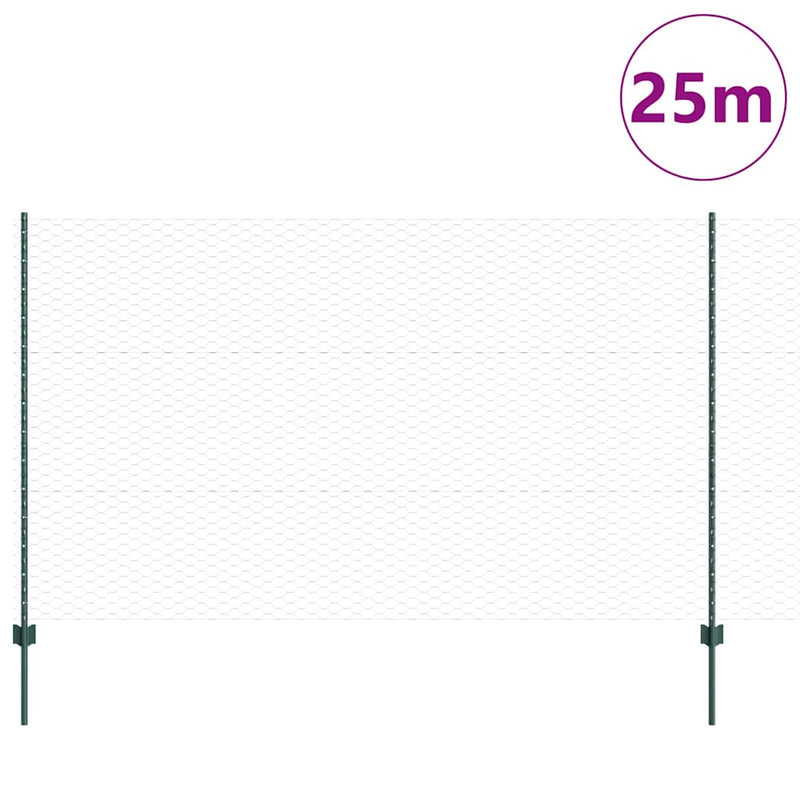ギャラリービューアに画像をロードする, Vidaxl hek met paal groen 1,4 x 10 m staal en pvc
