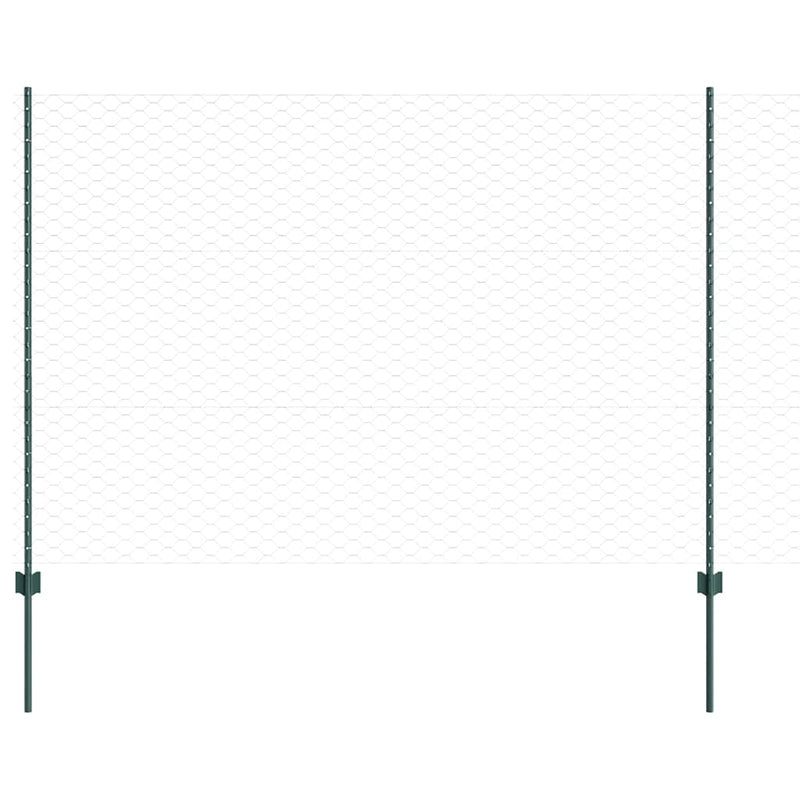 ギャラリービューアに画像をロードする, Vidaxl hek met paal groen 1,5 x 10 m staal en pvc
