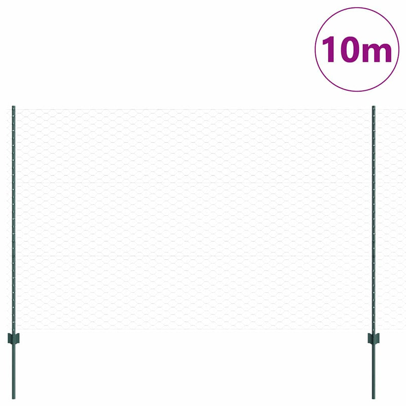ギャラリービューアに画像をロードする, Vidaxl hek met paal groen 1,5 x 10 m staal en pvc
