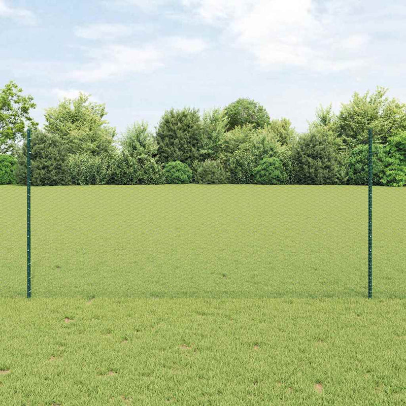 Afbeelding laden in galerijviewer, Vidaxl hek met paal groen 1,2 x 25 m staal
