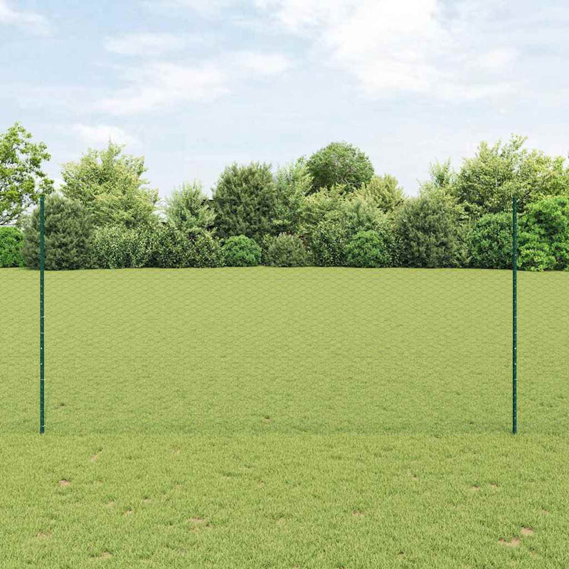 Afbeelding laden in galerijviewer, Vidaxl hek met paal groen 1,5 x 25 m staal
