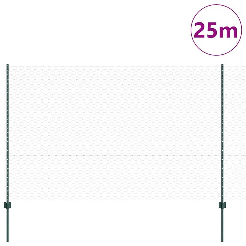 Afbeelding laden in galerijviewer, Vidaxl hek met paal groen 1,5 x 25 m staal
