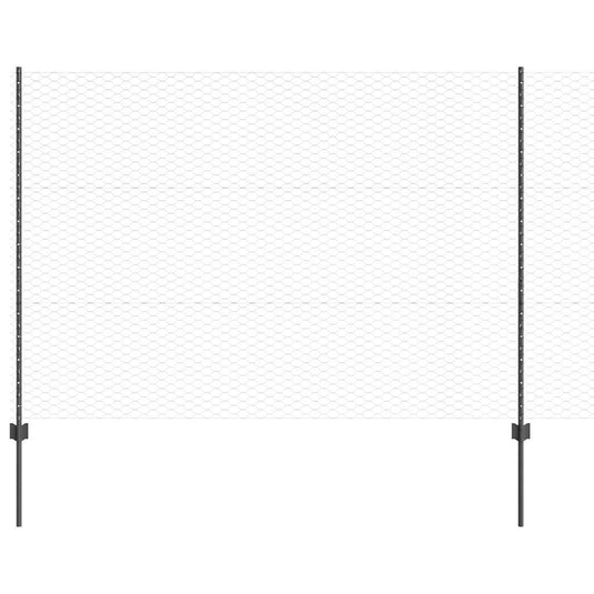 Vidaxl hek met paal grijs 1,5 x 10 m staal en pvc