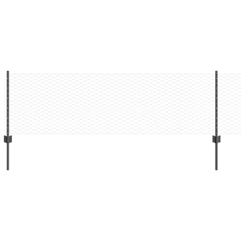 Afbeelding laden in galerijviewer, Vidaxl hek met paal grijs 0,6 x 25 m staal en pvc
