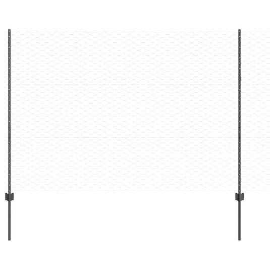 Vidaxl hek met paal grijs 1,5 x 25 m staal