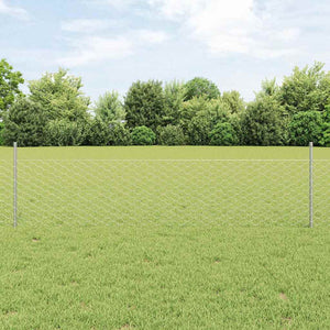Vidaxl hek met paal zilver 0,5 x 10 m staal