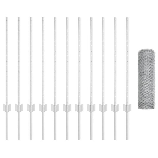 Vidaxl hek met paal zilver 0,8 x 25 m staal