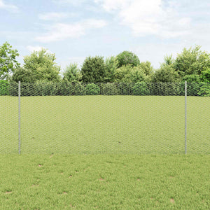 Vidaxl hek met paal zilver 1 x 25 m staal