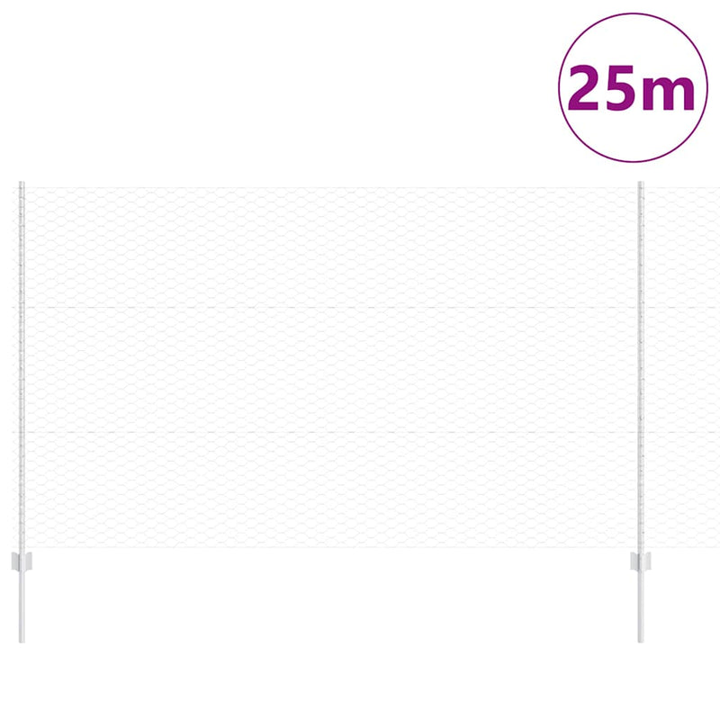 Afbeelding laden in galerijviewer, Vidaxl hek met paal zilver 1,4 x 25 m staal
