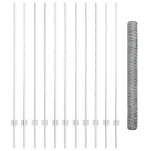 Vidaxl hek met paal zilver 1,4 x 25 m staal