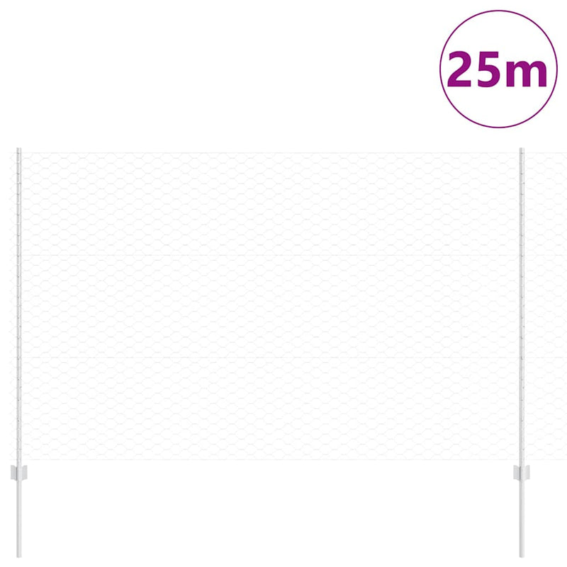Afbeelding laden in galerijviewer, Vidaxl hek met paal zilver 1,5 x 25 m staal
