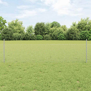 Vidaxl hek met paal zilver 0,5 x 50 m staal