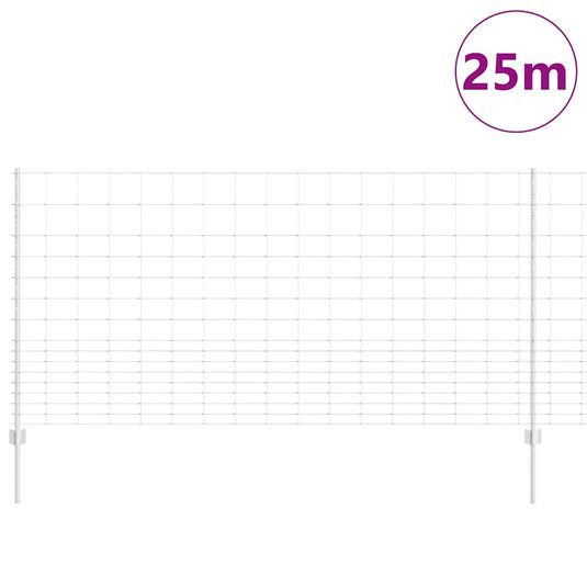 Vidaxl hek met paal zilver 1,2 x 25 m staal