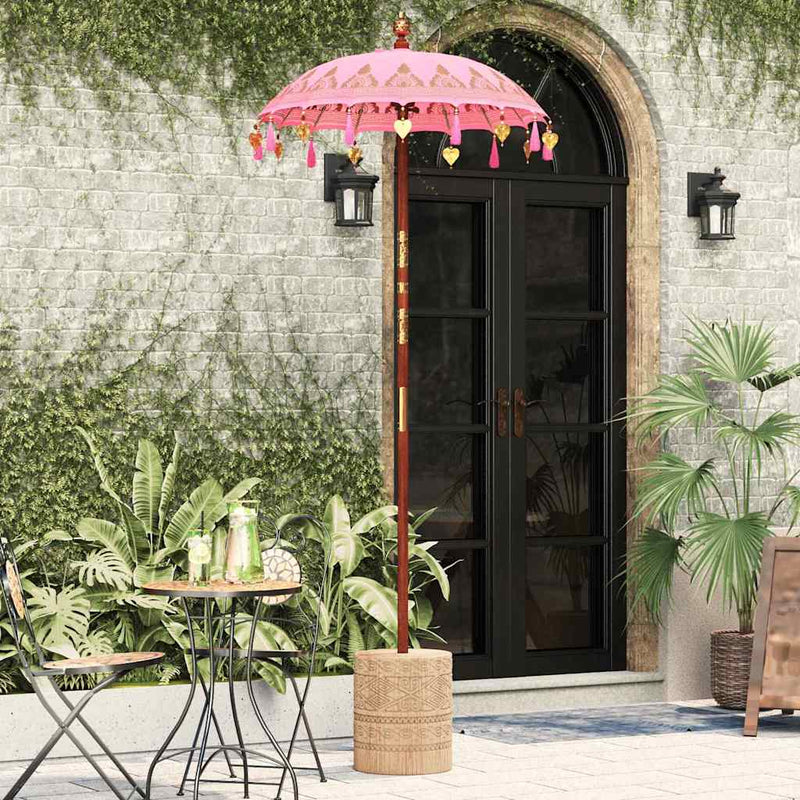 Afbeelding laden in galerijviewer, Vidaxl balinese parasol roze 125 x 125 x 260 cm

