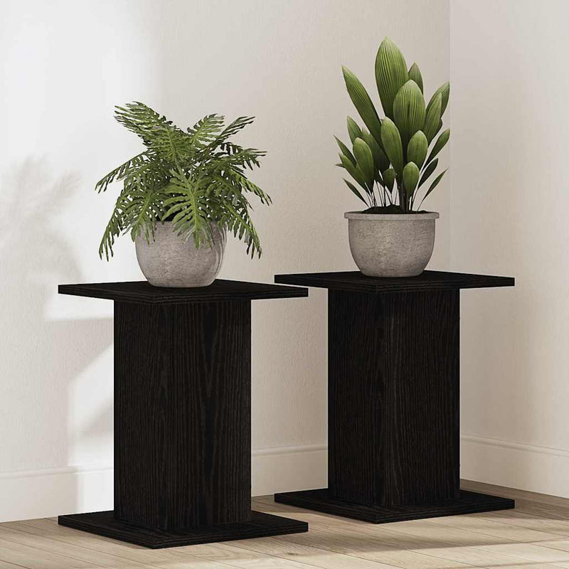 ギャラリービューアに画像をロードする, Vidaxl plantenstandaard 2 pcs zwart eiken 30 x 30 x 40 cm bewerkt hout
