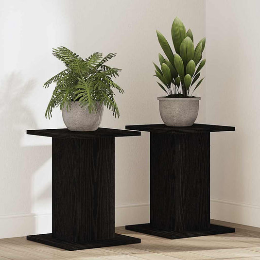 Vidaxl plantenstandaard 2 pcs zwart eiken 30 x 30 x 40 cm bewerkt hout