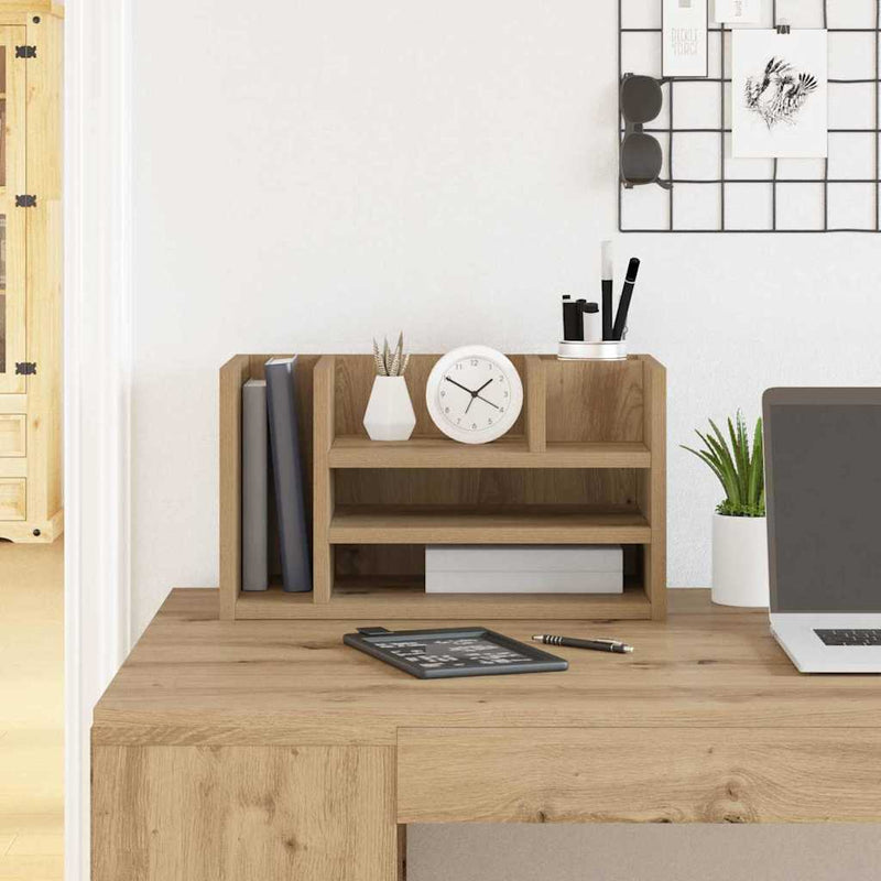 Chargez l'image dans la visionneuse de la galerie, Vidaxl bureau organizer zwart eiken 44,5 x 24 x 25 cm bewerkt hout
