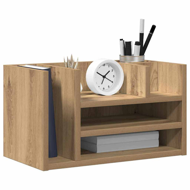 Chargez l'image dans la visionneuse de la galerie, Vidaxl bureau organizer zwart eiken 44,5 x 24 x 25 cm bewerkt hout
