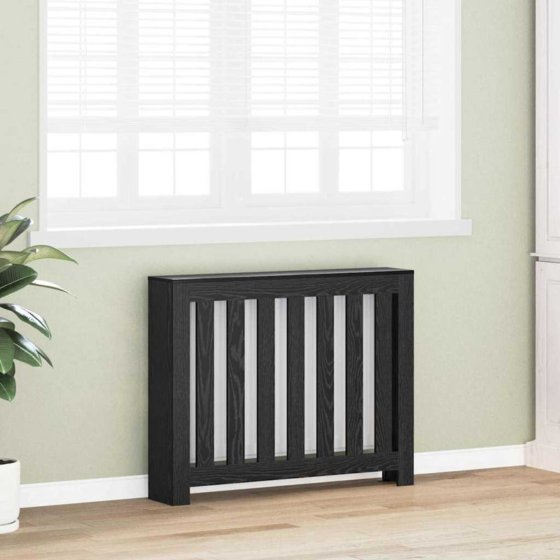 ギャラリービューアに画像をロードする, Vidaxl radiatorafdekking zwart eiken 104 x 20 x 82 cm bewerkt hout
