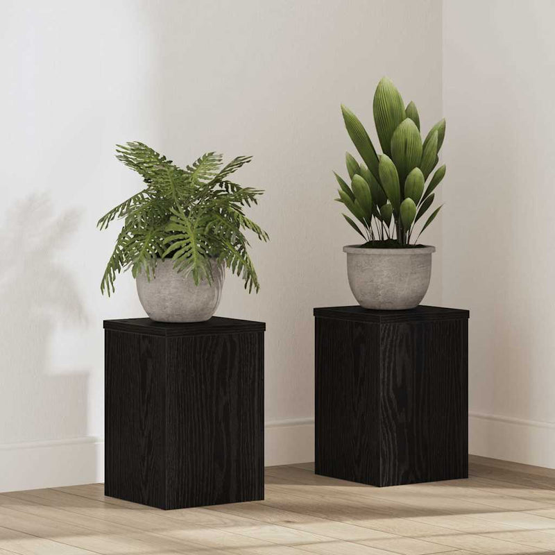 ギャラリービューアに画像をロードする, Vidaxl plantenstandaard 2 pcs zwart eiken 20 x 20 x 30 cm bewerkt hout
