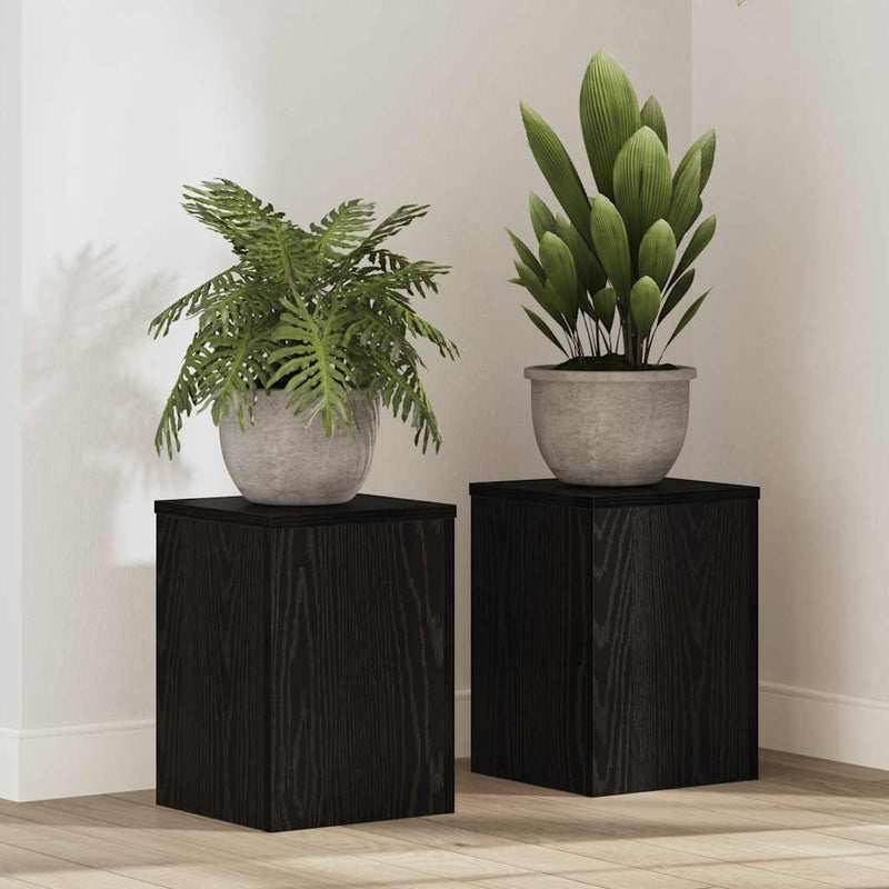ギャラリービューアに画像をロードする, Vidaxl plantenstandaard 2 pcs zwart eiken 25 x 25 x 35 cm bewerkt hout
