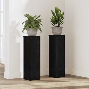 Vidaxl plantenstandaard 2 pcs zwart eiken 17 x 17 x 60 cm bewerkt hout
