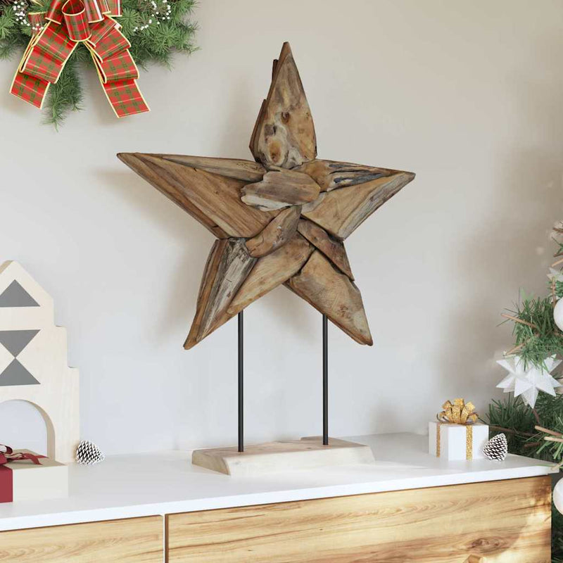 Afbeelding laden in galerijviewer, Vidaxl kerstster bruin 59,5 x 18 x 74 cm massief teakhout
