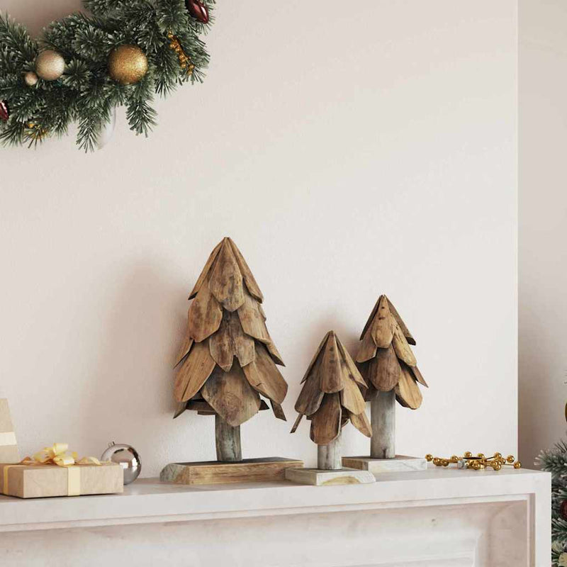 Afbeelding laden in galerijviewer, Vidaxl kerstboom met standaard 3 pcs bruin massief teakhout
