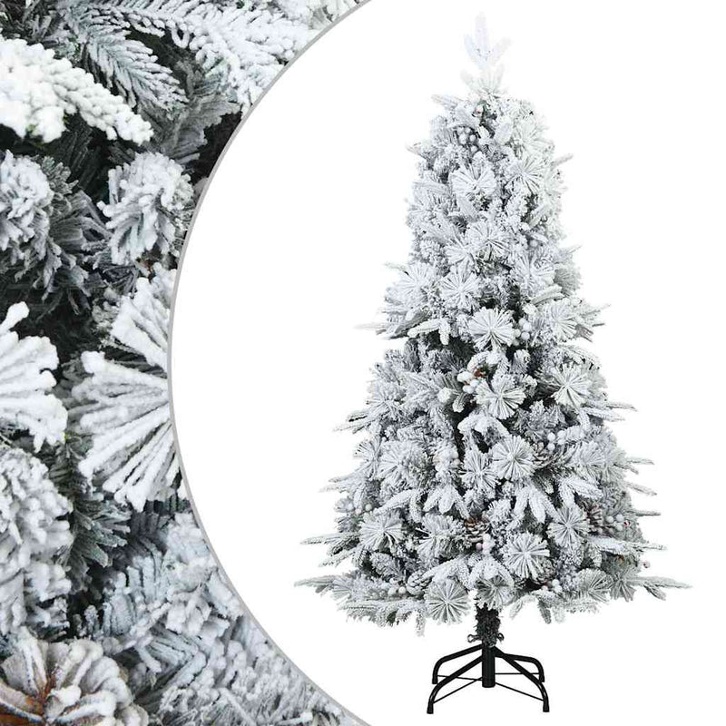 Afbeelding laden in galerijviewer, Vidaxl kunst kerstboom met geveerde takken, sneeuw bedekt wit 120 cm
