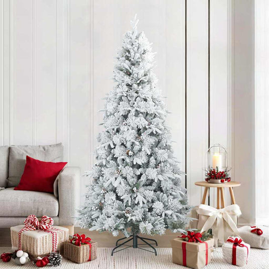 Vidaxl kunst kerstboom met geveerde takken, sneeuw bedekt wit 210 cm