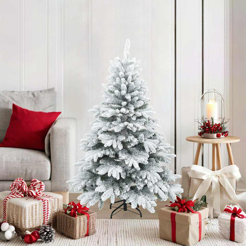 Afbeelding laden in galerijviewer, Vidaxl kunst kerstboom met geveerde takken, sneeuw bedekt wit 120 cm
