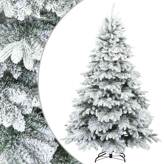 Vidaxl kunst kerstboom met geveerde takken, sneeuw bedekt wit 180 cm