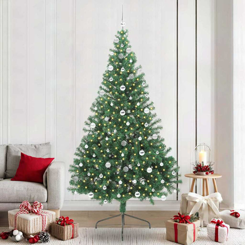 ギャラリービューアに画像をロードする, Vidaxl kunstmatig voorverlicht kerstboom met 300 led groen 240 cm pvc
