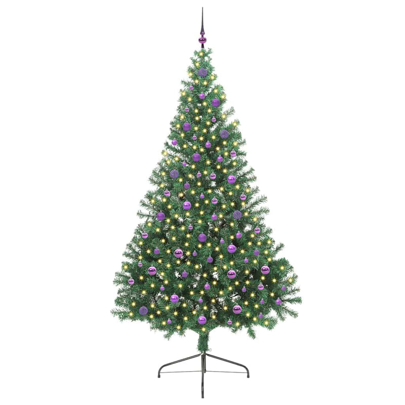 Chargez l'image dans la visionneuse de la galerie, Vidaxl kunstmatig voorverlicht kerstboom met 300 led groen 240 cm pvc
