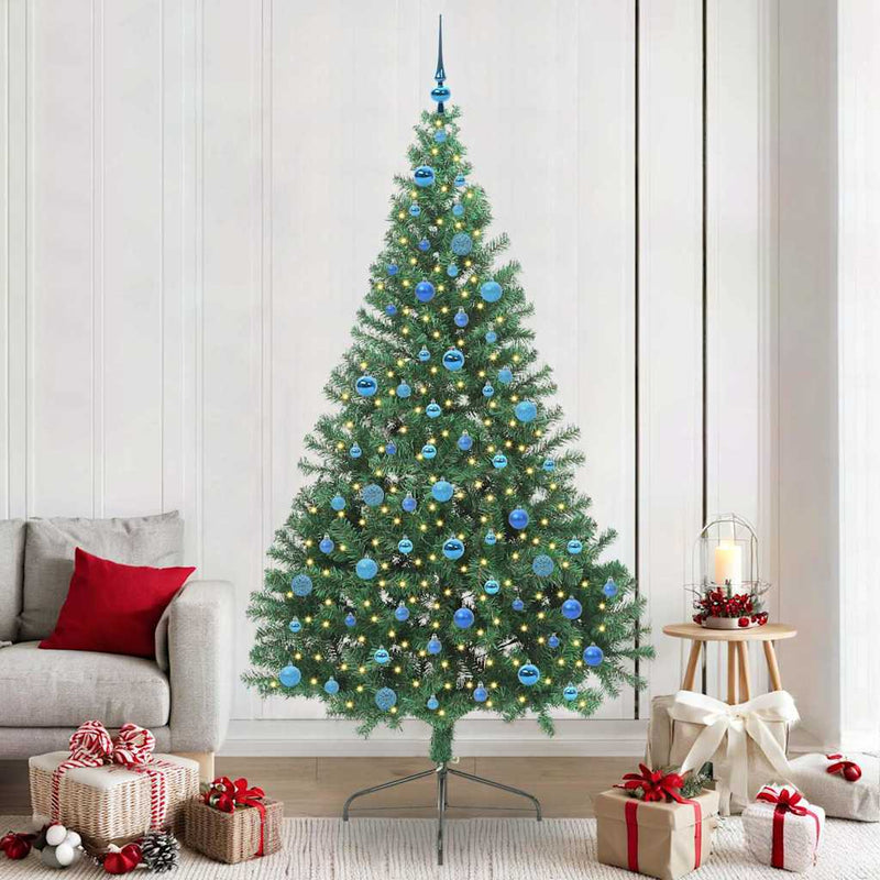 ギャラリービューアに画像をロードする, Vidaxl kunstmatig voorverlicht kerstboom met 300 led groen 240 cm pvc
