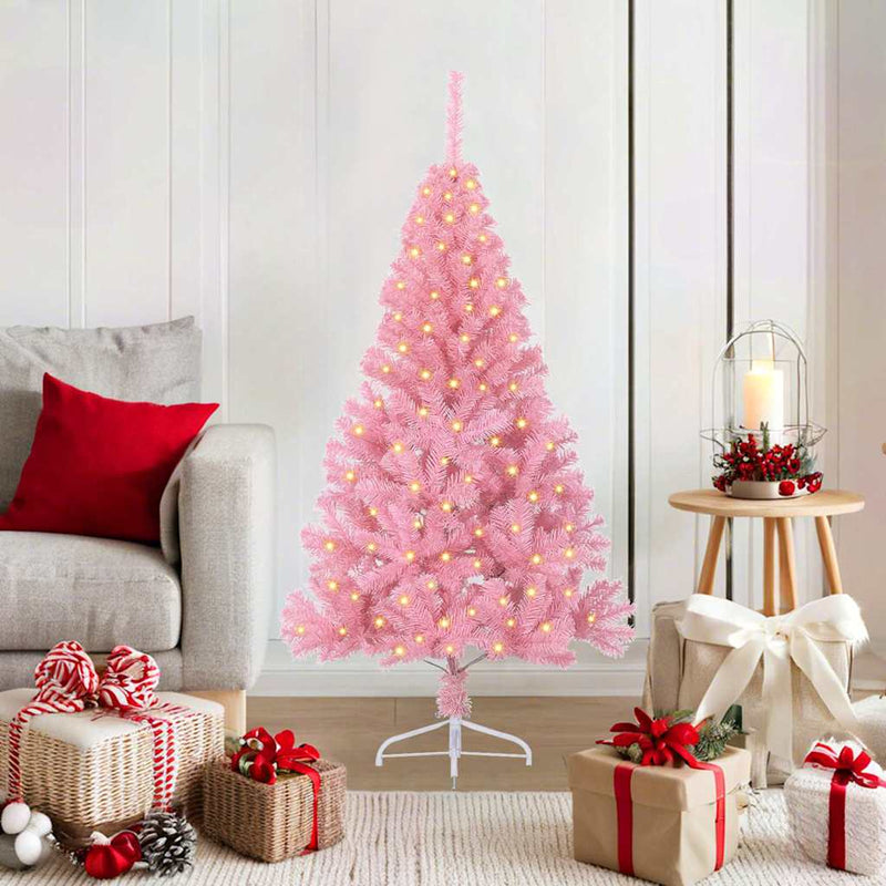 Afbeelding laden in galerijviewer, Vidaxl kunstmatig voorverlicht kerstboom met 150 led roze 120 cm pvc
